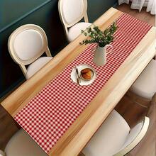 [Classic Check Tablecloth] High-Quality Polyester Red And White Checkered Tablecloth | Modern Kitchen Decor, Various Sizes For Home, Business Meetings, Hotels, Restaurant Events, Classic Check Pattern - 1pc-13*35.8in(33*91cm) - View 5