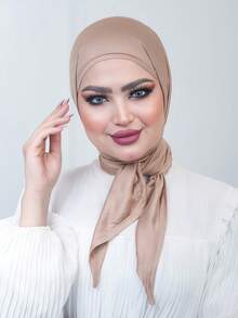1pc Instant Triangle Hijab, All-In-One Tie-Up Design, Quick Wrap Without Slipping, No Undercap Needed, Suitable For Daily Wear, Prayer, And Outings - Multicolor - View 16