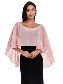 1pc Women's Chiffon Shawl, Suitable For Evening Gown, Wedding Shawl, Pashmina Wrap - Multicolor - View 11