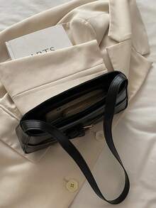Women's New Minimalist Fashion Handbag, Personalized INS Chic Shoulder Bag, High-Quality Elegant Underarm Bag - Black - View 8