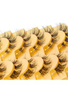 Manga Inspired Slim Fake Eyelashes 3D Clustered Transparent Stem Novice Daily Makeup - View 5