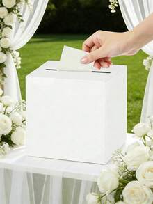 1件裝優雅白色卡片盒，嬰兒洗禮、婚禮現金盒收納盒，嬰兒洗禮、週年紀念、生日派對、畢業典禮桌上裝飾禮盒，婚禮裝飾禮盒，家居裝飾禮盒，房間裝飾禮盒，派對新娘最受歡迎的禮盒 - 彩色 - 查看 6
