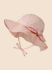 1顶婴儿碎花遮阳帽 | 女童大帽檐防紫外线渔夫帽 | 带蝴蝶结的可调节沙滩帽 - 1PC - 查看 19