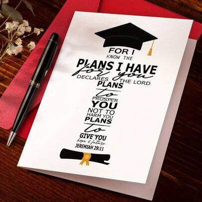 1pc Christian Bible Verse Graduation Greeting Card, Perfect  High School Graduation Gift For Family, Friends, Classmates