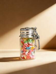 1/2/5/10个装 7毫升迷你玻璃瓶，透明玻璃小瓶配金属钥匙扣，小型信息瓶，DIY工艺品，婚礼回礼，派对装饰，家居装饰，包包挂饰，钥匙扣，手机挂饰，生日婚礼节日派对礼物，教师节圣诞礼物 - 彩色 - 查看 9