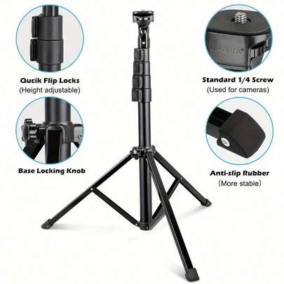 185cm/72.8in Portable Travel Tripod, Camera Tripod For Recording/Vlogging/Live Streaming