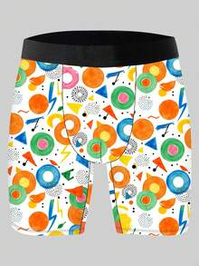 DOKER 1 chiếc quần boxer nam độc đáo, in hình nhạc vinyl, họa tiết vẽ tay vui nhộn, chất liệu vải dệt kim, kiểu dáng thể thao rộng rãi, thoáng khí và thấm hút mồ hôi, mềm mại và thân thiện với da, quần lót boxer thể thao thường ngày. - Nhiều màu - Xem 3