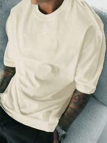 Áo thun nam tay ngắn mùa hè - Màu mơ, in hình "Nhân vật và quân bài", cổ tròn, chất liệu polyester mềm mại, nhẹ, phù hợp cho mặc thường ngày. - Màu be - Xem 3