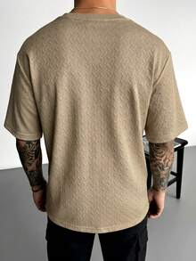 GRDR Vintage Textured Short Sleeve T-Shirt, Casual Summer Top For Men - Khaki - View 3