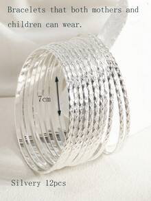 12件套女神龛位设计时尚百搭金属雕花多层细手镯 - 彩色 - 查看 17