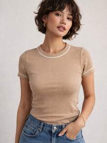 Set Of 3 Women's Two-Tone Short-Sleeved Blouses - Multicolor - View 3