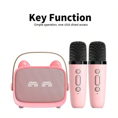 Reletech Wireless Karaoke Microphone | 360° Stereo Bluetooth Speaker With 1/2 Microphones, Home KTV Music Toy