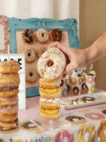 1pc/3pcs Acrylic Donut Stand - Elegant Wedding, Birthday Party Dessert Table Display Stand, Suitable For Showcasing Donuts, Cupcakes And Pastries, Sturdy Base Donut Display Rack - Square Bracket - View 4