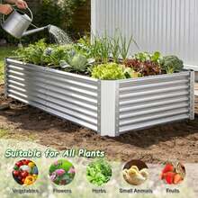 Tegarbed Galvanized Raised Garden Bed Kit Outdoor Patio,8x4x2ft Large Rectangular Metal Planter Boxes,Deep Root Box Planter For Gardening, Vegetables, Flowers, Herbs, 1 Pack, Silver - 8x4x2FT - View 4