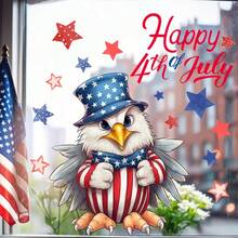 1PC Star-Spangled Banner Style Independence Day Glass Sticker, American National Day Bald Eagle Decorative Window Sticker, Suitable For Bedroom Living Room Study Holiday Decoration Atmospheatic Sticker, Removable PVC Window Decal - Multicolor - View 5