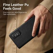 1 pieza Funda de cartera de cuero PU con ventana inteligente de lujo, con soporte plegable y ranura para tarjetas. Cubierta protectora a prueba de golpes compatible con Samsung S26 Ultra, S25 Ultra, S24 Ultra, S23 Ultra, S22 Ultra - Negro - Ver 6