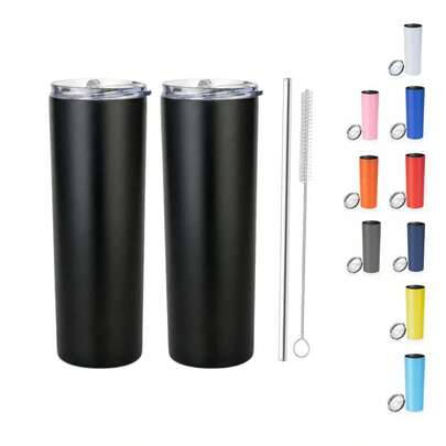 Set de 2 Termos Skinny 20oz | Incluye Popote y Limpia Popote | 10 Colores
