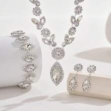 3/4-Piece Fashion Jewelry Set, Black Gemstone Necklace And Earrings Bracelet, Perfect For Women To Wear At Parties And Special Occasions - Four Piece Jewelry Set - View 7