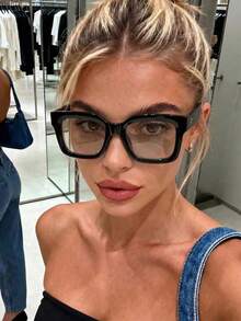 1/2 pares de gafas de plástico negras cuadradas, casuales y versátiles, elegantes para ir al trabajo, sin receta, con montura gruesa para ordenador, unisex - Multicolor - Ver 7