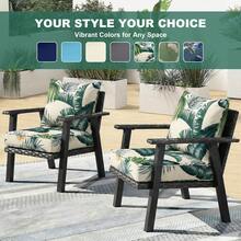 Outdoor Deep Seat Cushions Waterproof Patio Seat And Back Cushion Set, Fade-Resistant Seasonal Chair Cushion With Removable Cover For Dining Arm Chairs, Wicker Chairs And Garden Furniture Sofa Chair Cushion Set Decoration For Outdoor Garden, Deck, Porch, Patio Furniture - 嫩芽綠色 - 查看 3