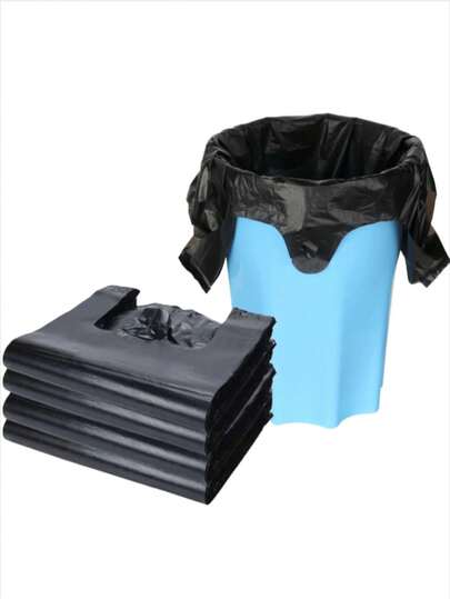 Túi rác nhựa đen dày kiểu áo vest có tay cầm, thích hợp cho nhà bếp, phòng tắm, phòng khách, phòng ngủ, văn phòng, quản lý bất động sản, túi nhựa đa năng, túi đựng rác, thích hợp cho mua sắm tạp hóa và bán lẻ, túi chứa rác, túi rác gia dụng dùng một lần.