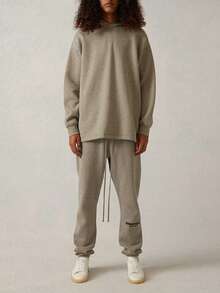 Fear Of God  Autumn Winter Hoodie 'Dark Oatmeal' Loose Drop Shoulder Hooded Women/Men Sweatshirt,Runs 1 Size Large , Vintage Flocking Craftsmanship Combined With Modern Men Breathable Technology, Warm Cotton Flocking - STRETCH LIM/PANTS - 查看 6