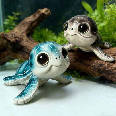 1pc Cute Resin Small Turtle Statue, Indoor Outdoor Decor Figurine, Perfect For Garden, Yard And Home Aquarium Decoration, Battery-Free Floral Turtle Decor, Suitable For Any Holiday, Great Gift For Family, Friends, Loved Ones