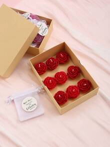 Rose Scented Candle Set (9Pcs) With Gift Box & Organza Bags, Romantic Decorative Candles For Wedding, Proposal & Special Occasions - 9Pcs - View 6