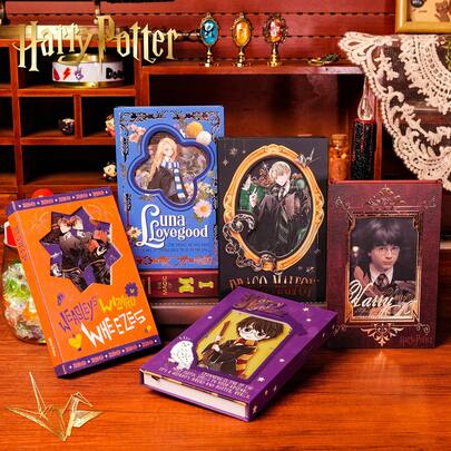  1 cuốn sổ tay bìa cứng nhiều màu sắc Harry Potter, series Draco, Harry & Luna, sổ nhật ký phong cách truyện tranh, sổ tay cổ điển, quà tặng tốt nghiệp, sinh nhật, Ngày của Mẹ.