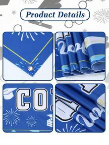 1pc Polyester Graduation Decoration, 2026 Blue And White Graduation Congratulatory Background With "We Are Proud Of You" Hanging Text, Graduation Ceremony Decor, Indoor/Outdoor Yard Hanging Decoration, Graduation Party Supplies - Blue - View 8