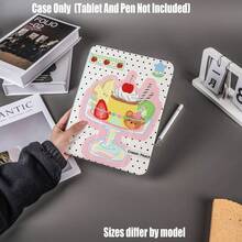 Y型折叠高透明亚克力平板电脑保护套，带笔槽。奶油蜜桃甜点杯设计。平板电脑保护套特点：Y型三折支架设计，智能休眠/唤醒，全方位保护，亲肤边框材质，气垫防摔边框，多角度支架，透明亚克力背板，内置笔槽，精准开孔，轻巧便携。 - 彩色 - 查看 2