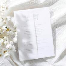 100pcs/Set 5x7 Inch Wedding Invitation Suit, Luxury Pre-Folded Vellum Paper Jacket, 115gsm Wedding Invitation Card, Transparent & Semi-Transparent Vellum Paper - A - View 2