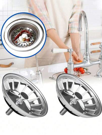 1/2 cái lưới lọc bồn rửa nhà bếp, nút chặn bồn rửa bằng thép không gỉ, dụng cụ giữ tóc phòng tắm, bộ lọc cống bồn rửa, dụng cụ thoát nước nhà bếp (Màu ngẫu nhiên)