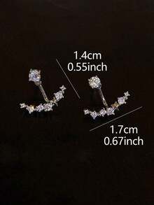 1pair Luxury Fashion Exquisite Elegant French Sweet Style Women's Artificial Glass Rhinestone Earrings - Bạc - Xem 5