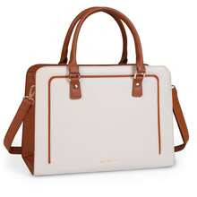 NEWHEY 方形手提包，顶部提手托特包，斜挎防盗防水托特包，男女通用手提包，白色 - 彩色 - 查看 9