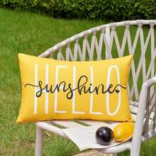2Pcs Outdoor Pillow Covers ,18x18 Inch/12*20Inch  Hello Sunshine Decor Yellow Waterproof Summer Outdoor Waterproof Pillow Covers Decor For Patio Funiture Garden Sofa Couch - Yellow - View 10