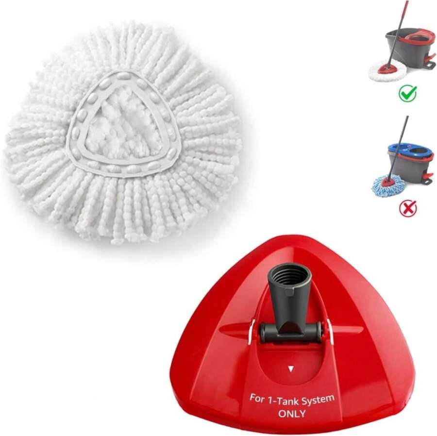 BonusLife 1 Pack Mop Refill And 1 Mop Head Base Part For O-Ceda EasyWrin Spin Mop Refill 1-Tank System Only Easy Cleaning Microfiber Replacement - Màu A - Xem 1