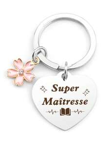 Teacher Keychain Gift; Principal Year-End Gift; School Assistant Year-End Gift; School Director Year-End Gift; Kindergarten Teacher Year-End Gift; Christmas Gift Slogan Casual Leisure Party Cute Street Elegant Zinc Alloy Teacher's Day - Silver - View 3