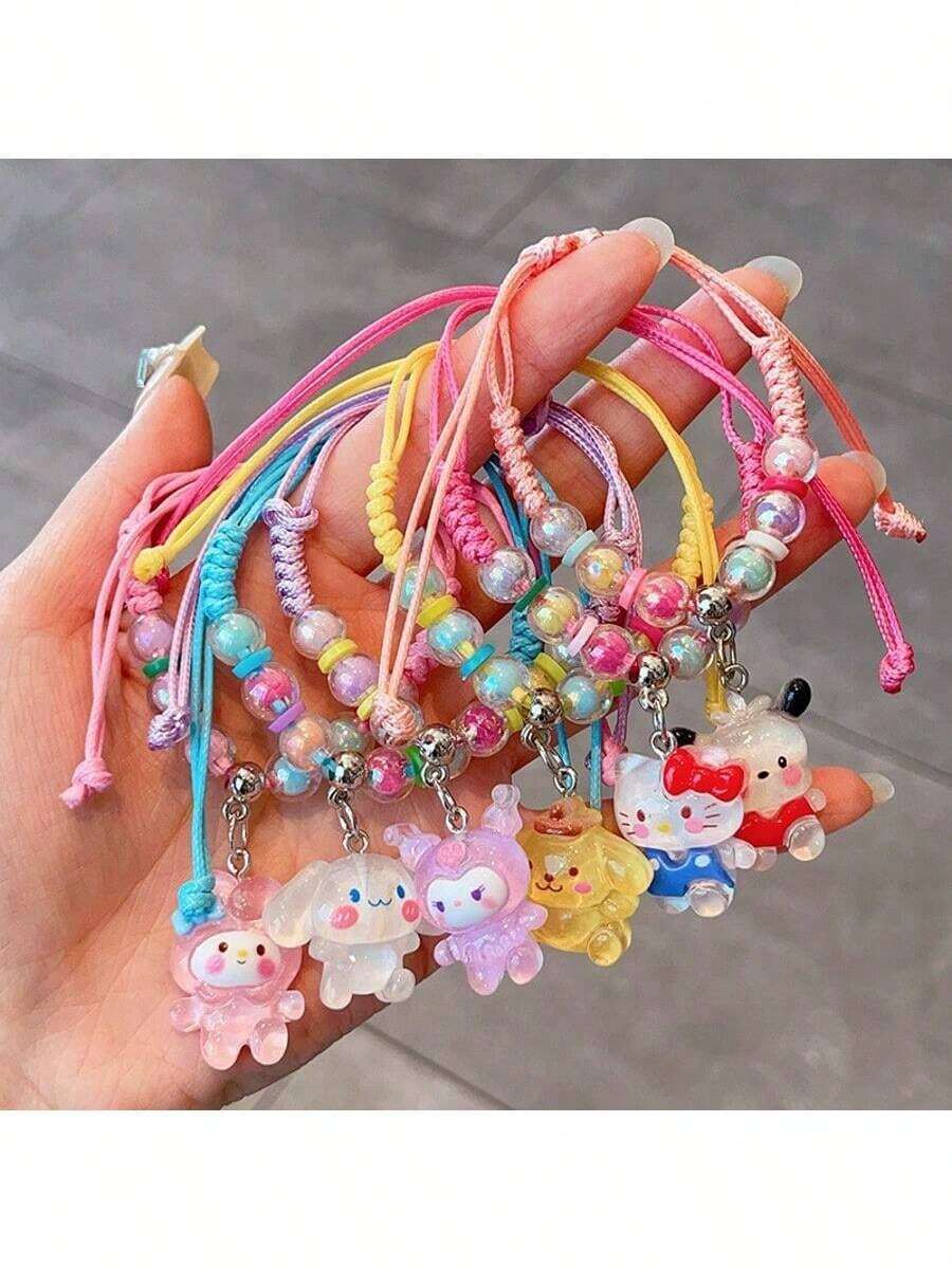 SANRIO Pulsera de joyería, regalo lindo de cuerda de mano de dibujos animados para familiares, amantes, amigos, colegas, pequeños regalos exquisitos - Multicolor - Ver 1