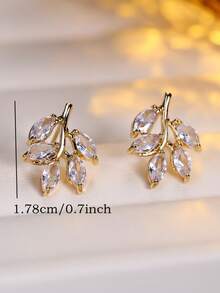 1 Pair Women's Earrings, Delicate Elegant Versatile Leaf Design Niche Minimalist Personalized Earrings, Suitable For Gifts And Daily Wear - Earring - View 6