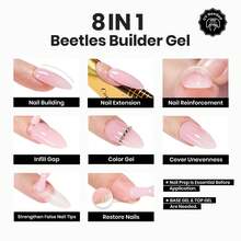 Beetles Builder Gel For Nails-Cover Nude Translucent 8 In 1 Nail Thickening Strengthening Building Apex - 1pcs 15ml Natural Brown - View 2