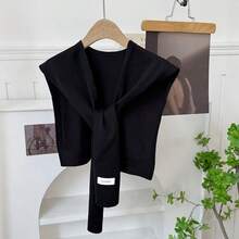 1 Piece Knitted Hollow Out Fake Collar Women Summer Korean Version Versatile Air Conditioning Room Neck Protection Decorative Vest Outerwear Knotted Scarf Suitable For Daily Home Work Wear - 淺藍色 - 查看 1