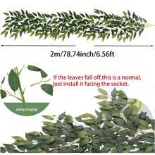 Dây leo nhân tạo, Dây leo giả lá xanh trang trí, Cây xanh giả, Thích hợp để trang trí bàn tiệc, tường phòng, cổng cưới, trang trí Rama. - màu xanh lá - Xem 2