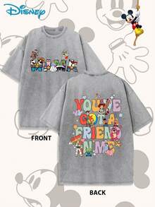 Disney Toy Story "MAMA" T-Shirt: Grey Washed Cotton Tee With Vintage Family & Friendship Style Graphic, Perfect For Toy Story Fans, Family Casual Wear And Gift - 灰色 - 查看 1