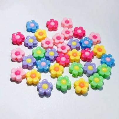 50pcs/13-16mm Acrylic Mixed Sunflower Shaped Beads, For DIY Jewelry Making And Accessories