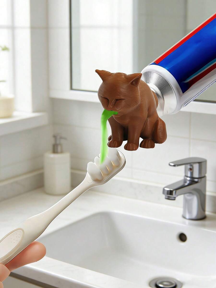 Funny Cat Butt Shaped Toothpaste Dispenser, Automatic Toothpaste Squeezer With Cat Tail Design (No Battery Required), Perfect Gag Gift For Cat Lovers, Pranksters And Humorists, Also A Unique Bathroom Decor And Gift, Cat Toothpaste Dispenser, Prank Toothpaste Squeezer - Multicolor - View 1