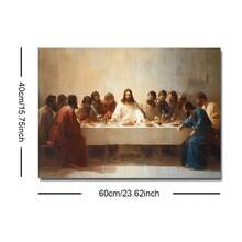 1幅带框/不带框的《最后的晚餐》复古基督教帆布海报，耶稣与十二门徒油画，宗教复古墙面艺术印刷品，适用于公寓、客厅、卧室、现代家居装饰 - A - 查看 10