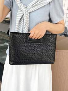 2026 New Fashion Women's Handbag, Minimalist Tote Bag, Spring Season Crossbody Chain Shoulder Bag, Elegant Evening Clutch, Unique Texture Ladies Bag - Black - View 6