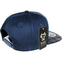TOP Level Men's Adjustable Cotton Snapback Cap 2 Various Unique Hat Designs Available - Oso hip hop Drip / Azul marino - Ver 6