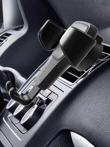 1pc Black Car Air Vent Phone Holder, Multifunctional Car Navigation Bracket - A - View 3